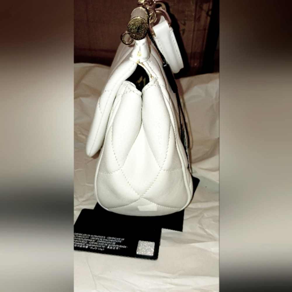 Brand New Dolce And Gabbana Mini Sicily Quilted Leather Satchel White - Picture 4 of 8